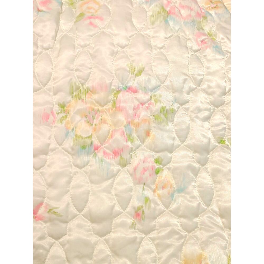 Vintage Barbizon Quilted Ruffled Belted Fancy Floral Maxi Robe Womens Medium - Picture 5 of 5
